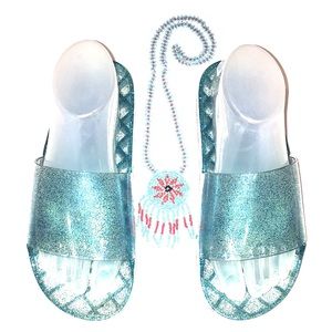 SOLE MATES glitter aqua jelly slide sandals